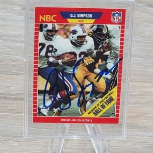 O J Simpson 1989 Pro Set NFL Collectible Autographed Football Card Hall of Fame